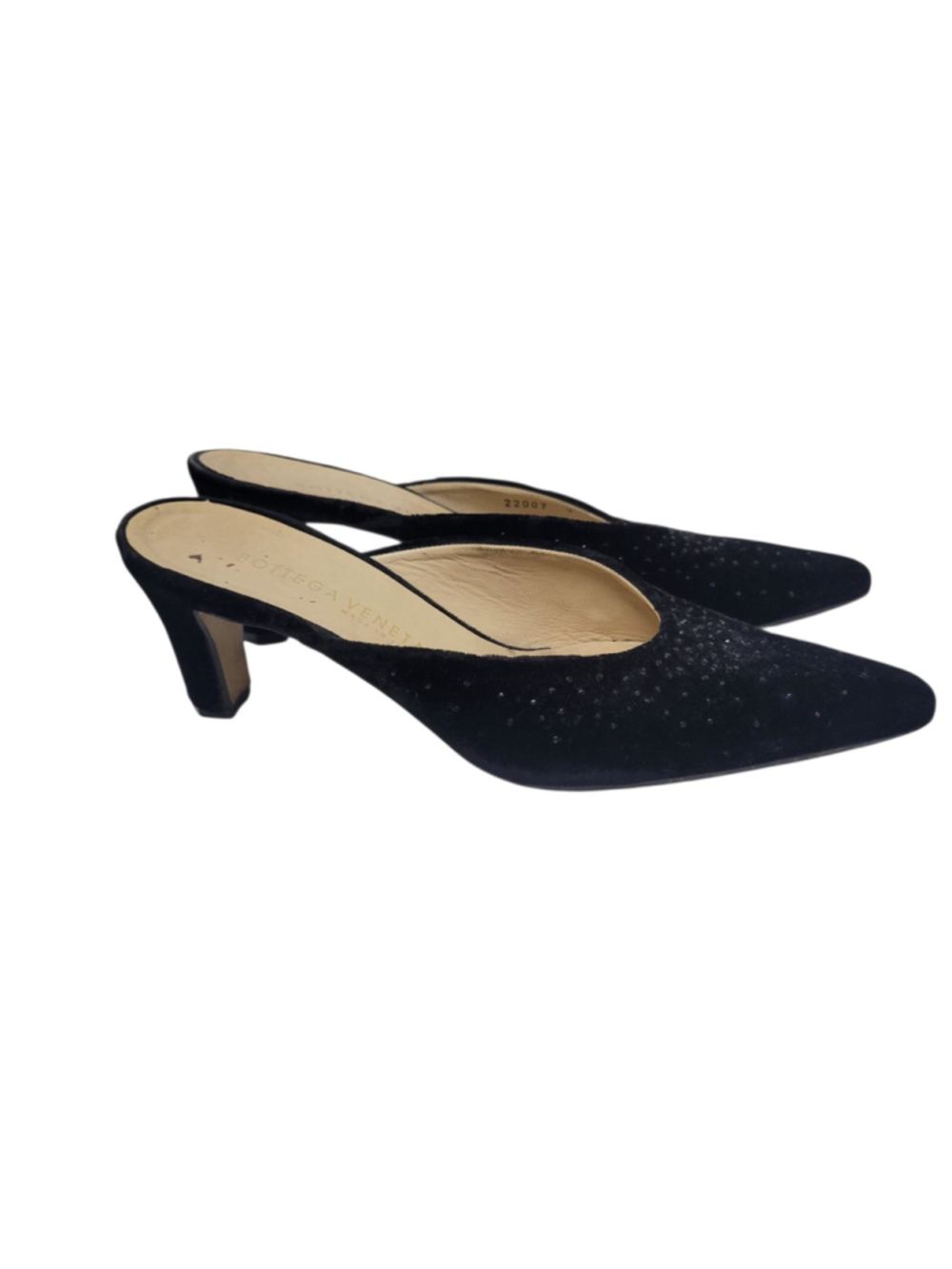 BOTTEGA VENETA #22007 Women's Black Velvet Pointed Toe Slip-On 3" Heels Size 9B - Picture 3 of 11